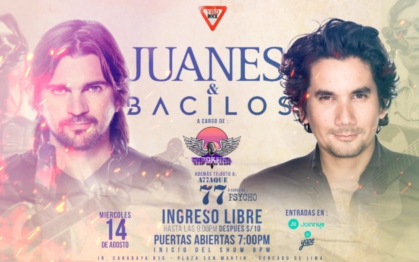 Juanes y bacilos cocnierto 